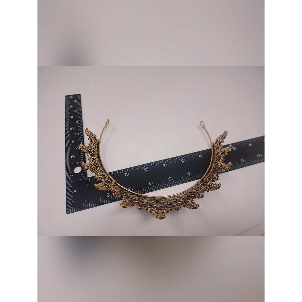 Vintage Women's Crown Costume Jewelry Rhinestone Metal Victorian Royal Black - Picture 12 of 13